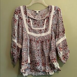 Vintage America Red and White Blouse